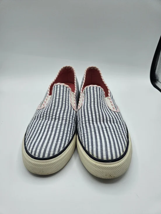 Sperry Top Sider Mariner Slip-on Shoes Navy Seersucker Women's 9.5M - Picture 2 of 8